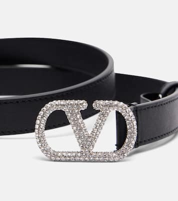 VLogo crystal-embellished leather belt | Valentino Garavani