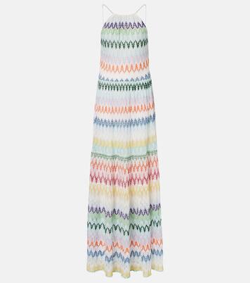 Vestido largo de lamé con cuello halter | Missoni