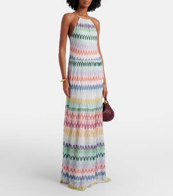 Vestido largo de lamé con cuello halter | Missoni