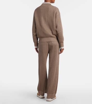 Pantalones anchos acanalados en mezcla de algodón | Brunello Cucinelli