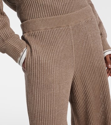 Pantalones anchos acanalados en mezcla de algodón | Brunello Cucinelli