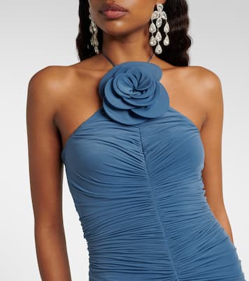 Floral-appliqué ruched midi dress | Magda Butrym