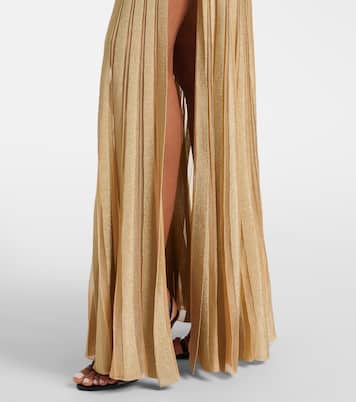 Cutout ribbed-knit sheer lamé gown | Roberto Cavalli