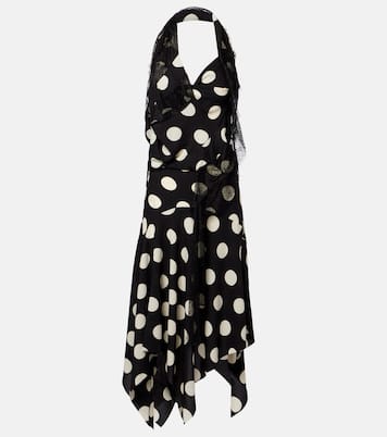 Lace-trimmed polka-dot midi dress | Junya Watanabe
