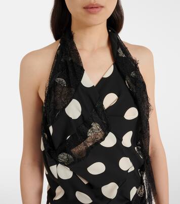 Lace-trimmed polka-dot midi dress | Junya Watanabe