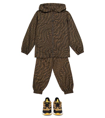 FF suede and leather-trimmed sneakers | Fendi Kids