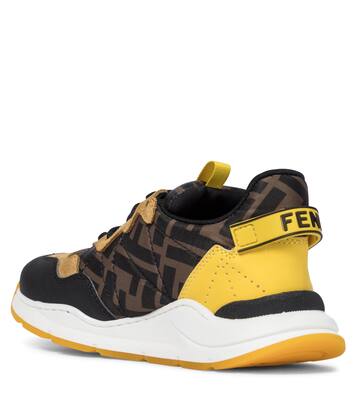 FF suede and leather-trimmed sneakers | Fendi Kids