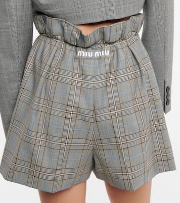 Virgin wool paperbag shorts | Miu Miu