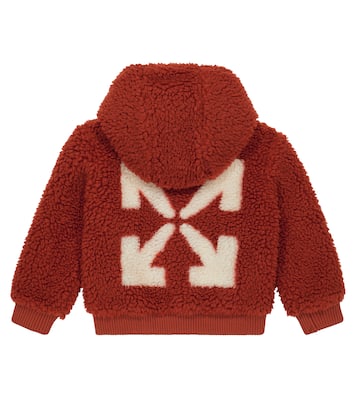 Logo faux shearling hoodie | Off-White Kids