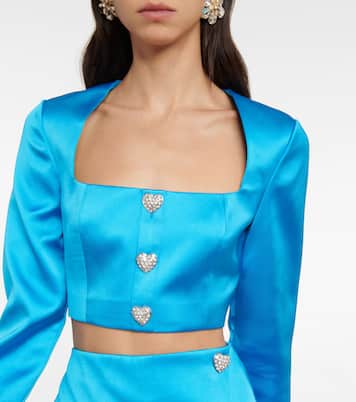 Cropped-Top aus Satin | Self-Portrait