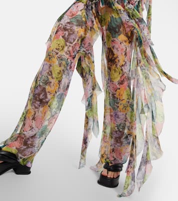 Printed ruffle-trimmed silk top | Dries Van Noten