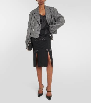 Jupe midi à taille basse à ornements | Alessandra Rich