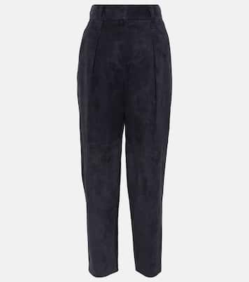 Pantalon à taille haute en daim | Brunello Cucinelli