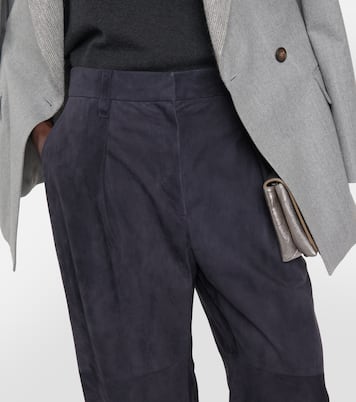 Pantalon à taille haute en daim | Brunello Cucinelli