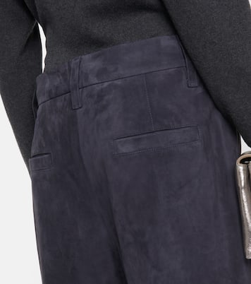 Pantalon à taille haute en daim | Brunello Cucinelli