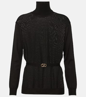 Belted virgin wool turtleneck sweater | Valentino