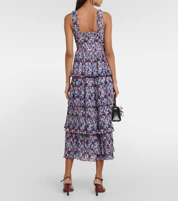 Vestido midi de georgette floral plisado | Ganni