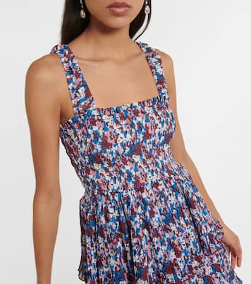 Vestido midi de georgette floral plisado | Ganni