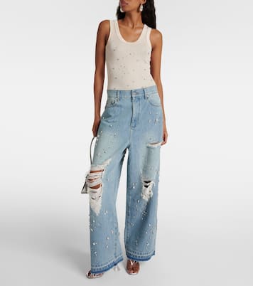 Beaded jersey tank top | Xu Zhi