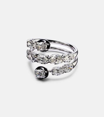 Anello in oro bianco 18kt e smalto con diamanti | Kamyen