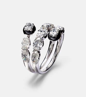 Anello in oro bianco 18kt e smalto con diamanti | Kamyen