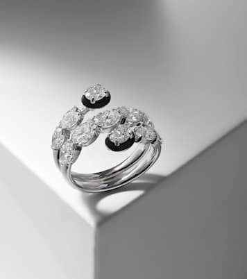 Anello in oro bianco 18kt e smalto con diamanti | Kamyen