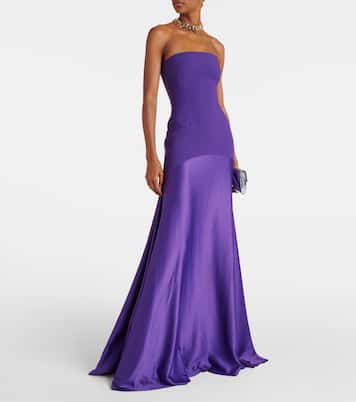 Off-Shoulder-Robe Alessandra aus Satin | Solace London