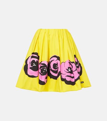Gonna midi in popeline e jersey con stampa | Miu Miu
