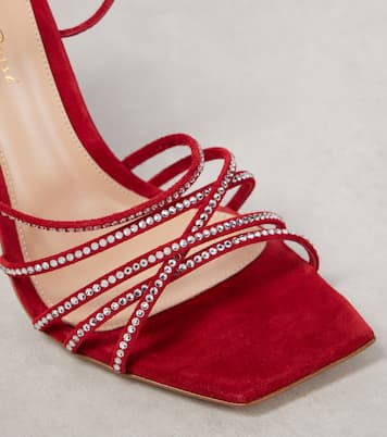 105 크리스털 임벨리시드 스웨이드 샌들 | Gianvito Rossi