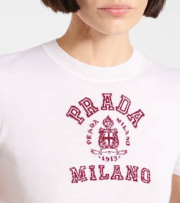 T-shirt en cachemire à logo | Prada