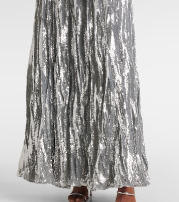 Abito lungo in misto seta con paillettes | Marmar Halim