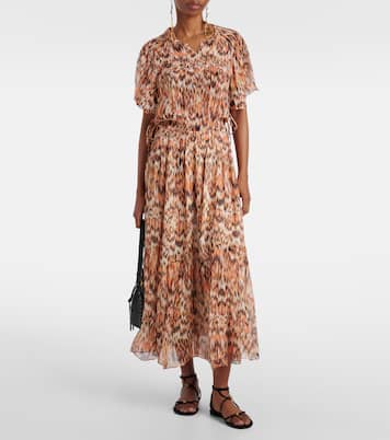 Abito midi Odelia in seta con stampa | Isabel Marant