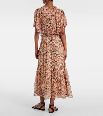 Abito midi Odelia in seta con stampa | Isabel Marant