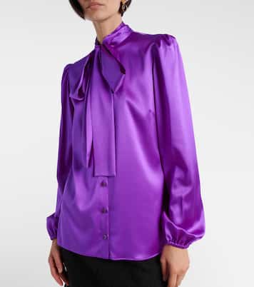 Tie-neck silk-blend satin blouse | Dolce&Gabbana
