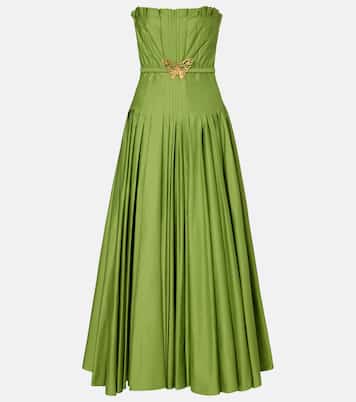 Abito lungo in cotone plissé | Oscar de la Renta