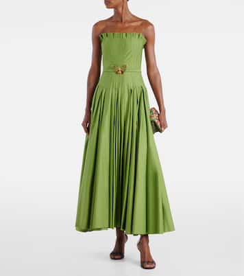 Abito lungo in cotone plissé | Oscar de la Renta