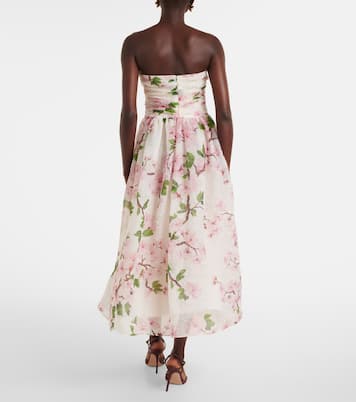 Vestido bustier de organza en mezcla de seda | Oscar de la Renta