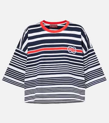 Camiseta cropped de algodón a rayas | Gucci