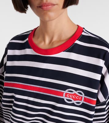 Camiseta cropped de algodón a rayas | Gucci
