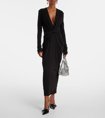 Gathered cotton-blend jersey maxi dress | Entire Studios