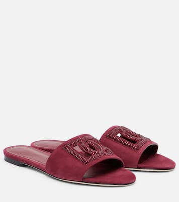 DG crystal-embellished suede slides | Dolce&Gabbana