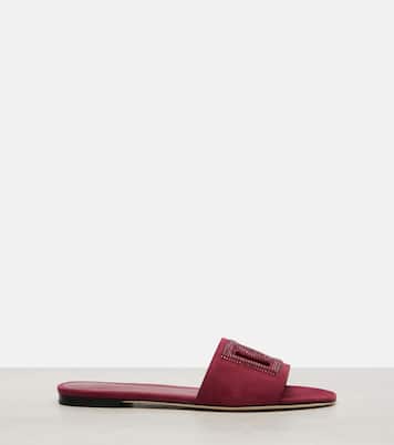 DG crystal-embellished suede slides | Dolce&Gabbana