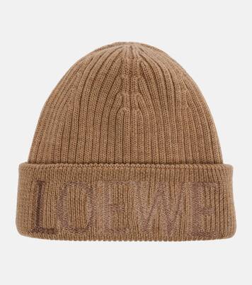 Logo embroidered ribbed-knit wool beanie | Loewe