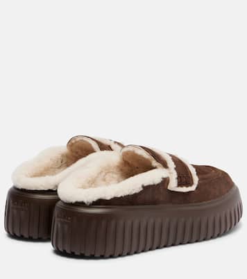 HStripes羊毛皮边饰厚底乐福鞋 | Hogan