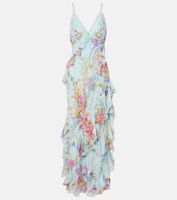Floral ruffled silk slip dress | Camilla