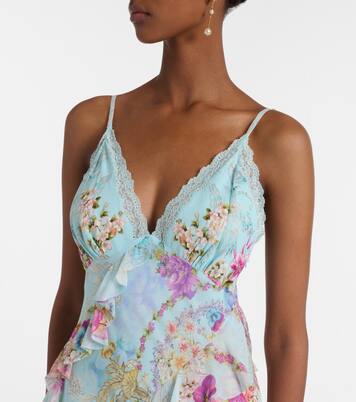 Floral ruffled silk slip dress | Camilla