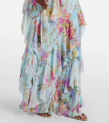 Floral ruffled silk slip dress | Camilla