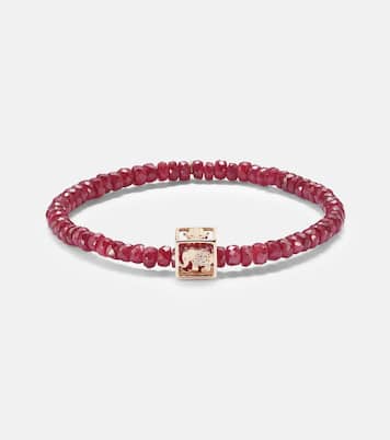 Open Icon 14kt gold beaded bracelet with rubies and diamonds | Sydney Evan