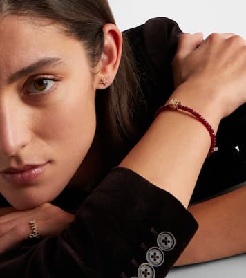 Open Icon 14kt gold beaded bracelet with rubies and diamonds | Sydney Evan