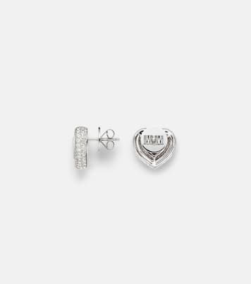 Heart 18kt white gold earrings with diamonds and rubies | Kamyen